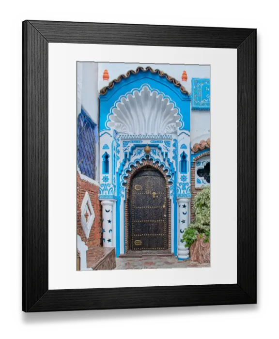 Framed Print : An ornate blue and white doorway in the Blue City of Chefchaouen Framed Print : An ornate blue and white doorway in the Blue City of Chefchaouen