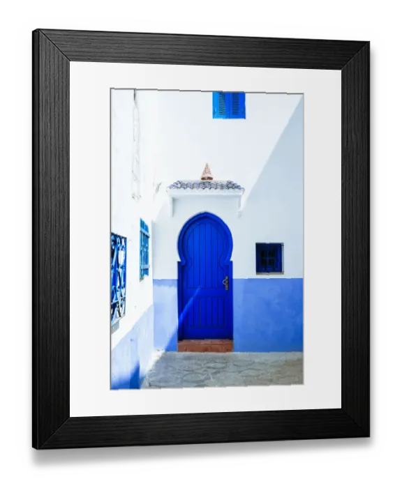 Framed Print : Typical blue house door in Chefchaouen, Morocco Framed Print : Typical blue house door in Chefchaouen, Morocco