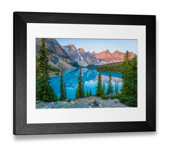 Framed Print : Moraine Lake with Alpen Glow on Ten Peaks Banff National Park Canada Framed Print : Moraine Lake with Alpen Glow on Ten Peaks Banff National Park Canada