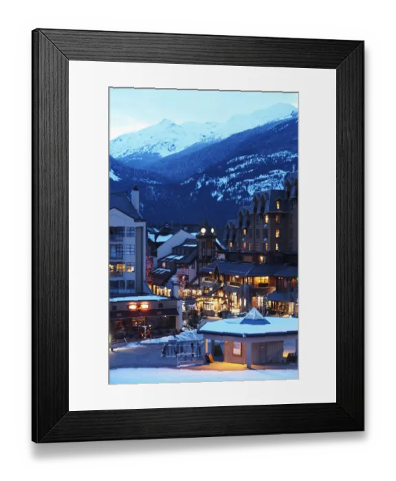 Framed Print : Canada, British Columbia, Whistler Village and mountains Framed Print : Canada, British Columbia, Whistler Village and mountains