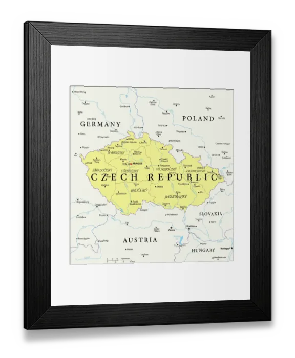 Framed Print : Czech Republic Reference Map Framed Print : Czech Republic Reference Map