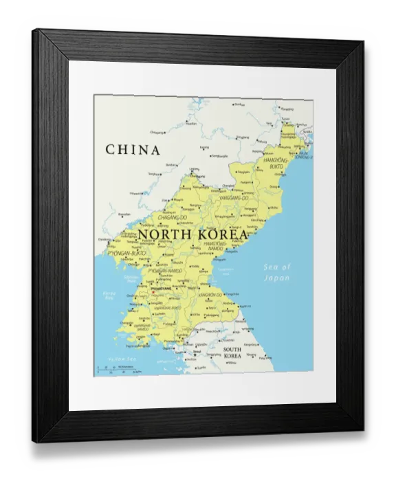Framed Print : North Korea Reference Map Framed Print : North Korea Reference Map