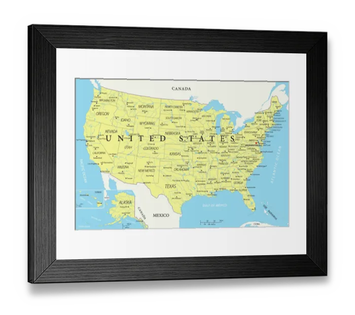 Framed Print : United States Reference Map Framed Print : United States Reference Map