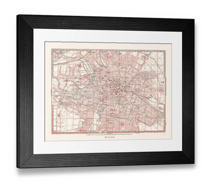 Framed Print : Historical city map of Berlin, Germany, lithograph, published in 1893 Framed Print : Historical city map of Berlin, Germany, lithograph, published in 1893