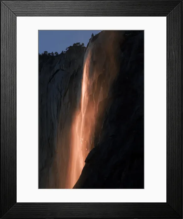 Framed Print : USA, California, Yosemite National Park, Horsetail Falls at sunset Framed Print : USA, California, Yosemite National Park, Horsetail Falls at sunset