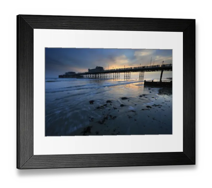Framed Print : Sunset over the Victorian Pier, Worthing town Framed Print : Sunset over the Victorian Pier, Worthing town