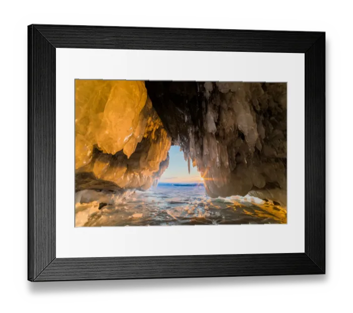 Framed Print : Sunset in the ice cave on Lake Baikal Framed Print : Sunset in the ice cave on Lake Baikal