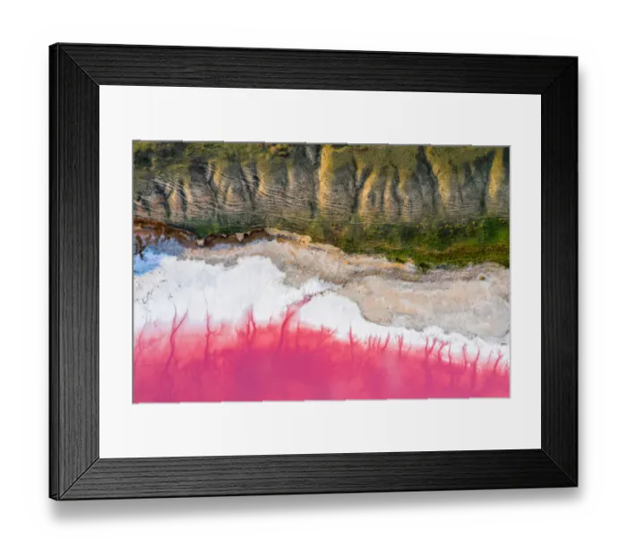 Framed Print : Aerial view of the salty pink lake. Pink Salt Lake Hutt Lagoon Framed Print : Aerial view of the salty pink lake. Pink Salt Lake Hutt Lagoon