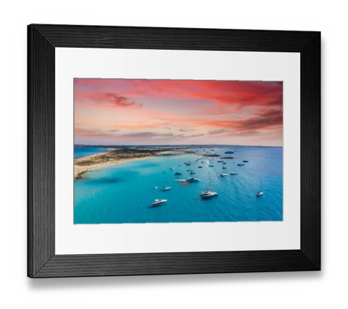 Framed Print : Aerial view of the sand beach and turquoise water of Formentera, Ibiza Framed Print : Aerial view of the sand beach and turquoise water of Formentera, Ibiza