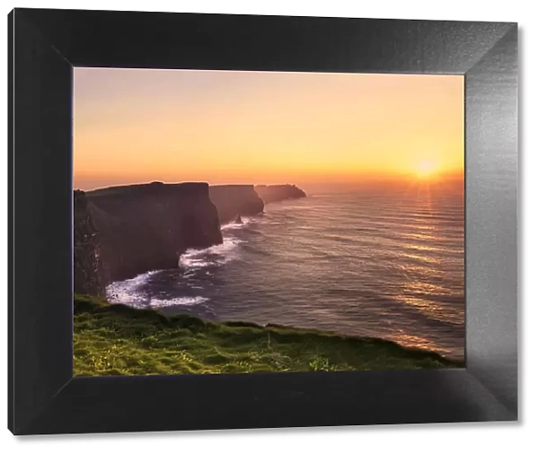 Scenic View Of Cliffs Of Moher, Liscannor, Ireland. Sunset time