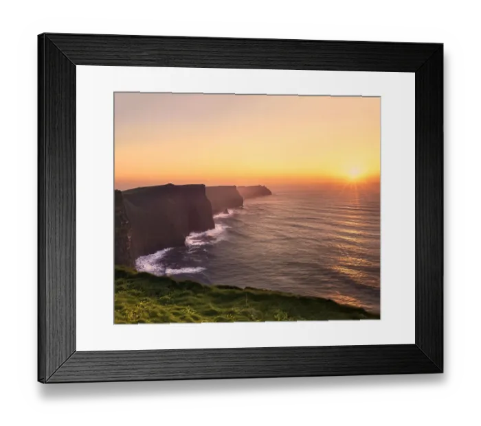Framed Print : Scenic View Of Cliffs Of Moher, Liscannor, Ireland. Sunset time Framed Print : Scenic View Of Cliffs Of Moher, Liscannor, Ireland. Sunset time