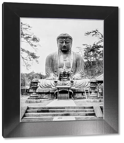 Antique photograph of Worlds famous sites: Great Bronze Buddah, Japan