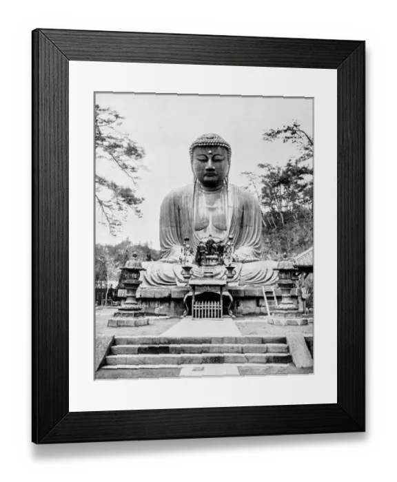 Framed Print : Antique photograph of Worlds famous sites: Great Bronze Buddah, Japan Framed Print : Antique photograph of Worlds famous sites: Great Bronze Buddah, Japan