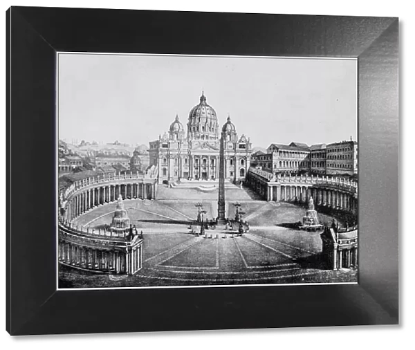 Antique photograph of Worlds famous sites: St Peters and Vatican, Rome, Italy