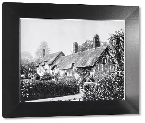 Antique photograph of Worlds famous sites: Ann Hathaways Cottage, Stratford on Avon