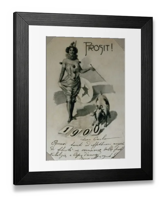 Framed Print : Vintage Italian New Years Postcard Framed Print : Vintage Italian New Years Postcard
