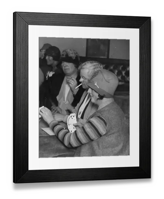 Framed Print : Card Game. circa 1930: Card players playing bridge Framed Print : Card Game. circa 1930: Card players playing bridge