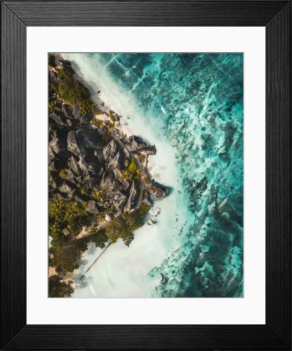 Framed Print : La Digue Aerial, Seychelles Framed Print : La Digue Aerial, Seychelles