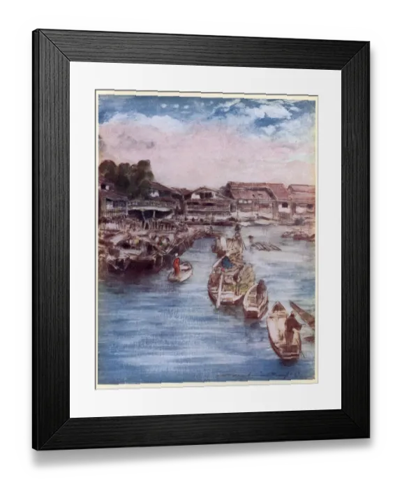 Framed Print : Japanese fishing village, boats, Art, Japan 19th Century Framed Print : Japanese fishing village, boats, Art, Japan 19th Century