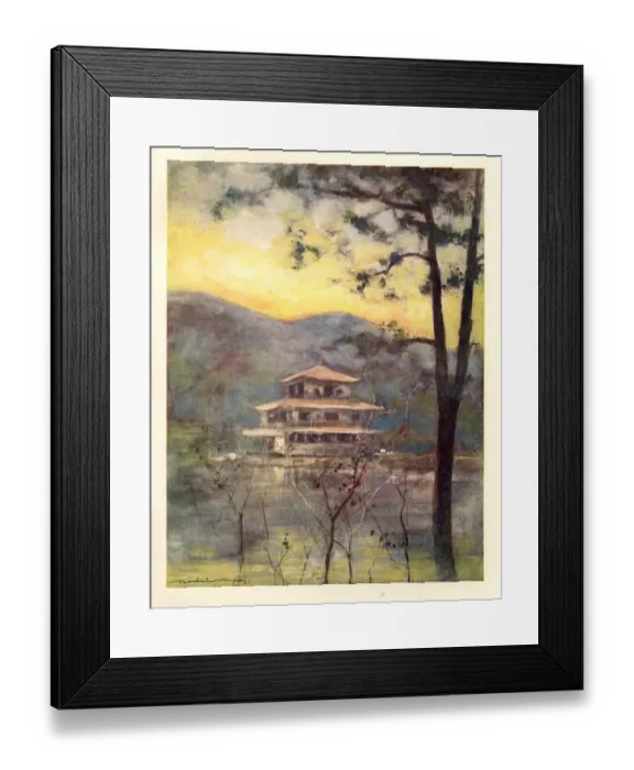 Framed Print : Traditional Japanese temple building, Art, Japan 19th Century Framed Print : Traditional Japanese temple building, Art, Japan 19th Century