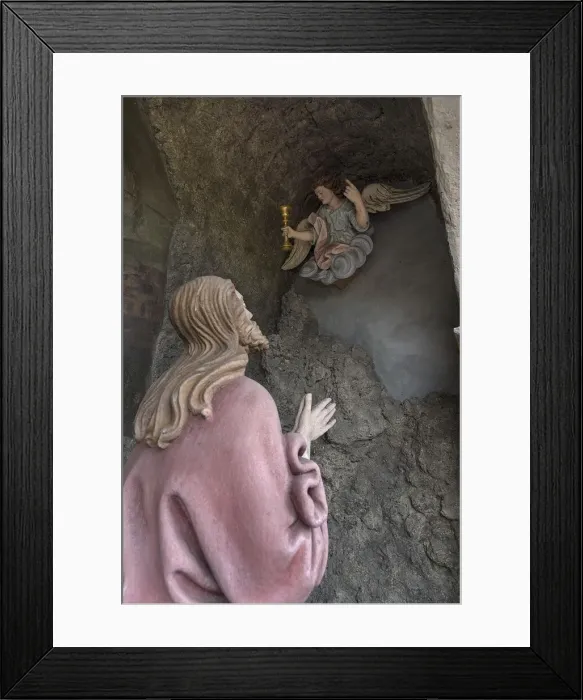 Framed Print : Sculptures, Jesus with Angel, Scene on the Mount of Olives, Church of the Assumption of the Virgin Mary, redesigned 1722-24, Neunkirchen am Sand, Middle Franconia, Bavaria, Germany Framed Print : Sculptures, Jesus with Angel, Scene on the Mount of Olives, Church of the Assumption of the Virgin Mary, redesigned 1722-24, Neunkirchen am Sand, Middle Franconia, Bavaria, Germany