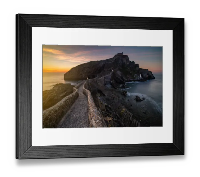 Framed Print : San Juan de Gaztelugatxe at sunset in Basque Country, Spain Framed Print : San Juan de Gaztelugatxe at sunset in Basque Country, Spain
