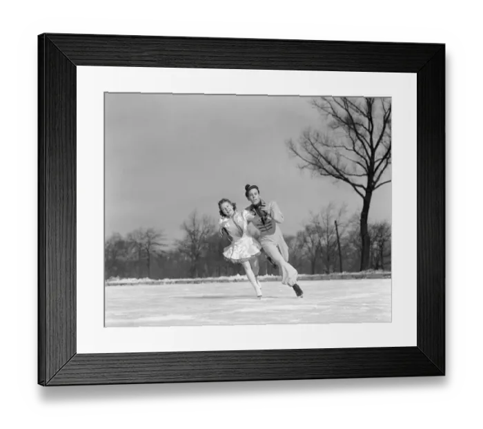 Framed Print : Man Woman Couple Pair Figure Skating On Ice Rink Smiling Costumes Arm In Arm Leaning Precision Glide Dance Framed Print : Man Woman Couple Pair Figure Skating On Ice Rink Smiling Costumes Arm In Arm Leaning Precision Glide Dance