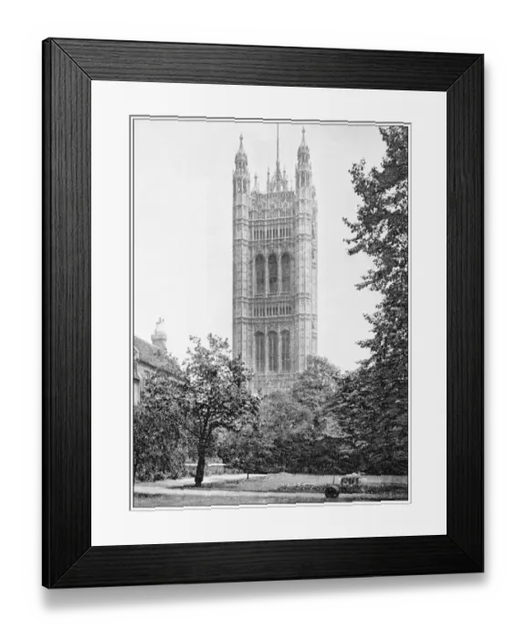Framed Print : Antique travel photographs of London: Victoria Tower Framed Print : Antique travel photographs of London: Victoria Tower