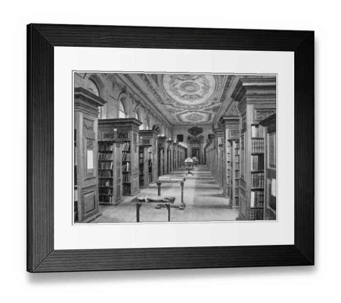 Framed Print : Antique travel photographs of England: Queens College Library, Oxford Framed Print : Antique travel photographs of England: Queens College Library, Oxford