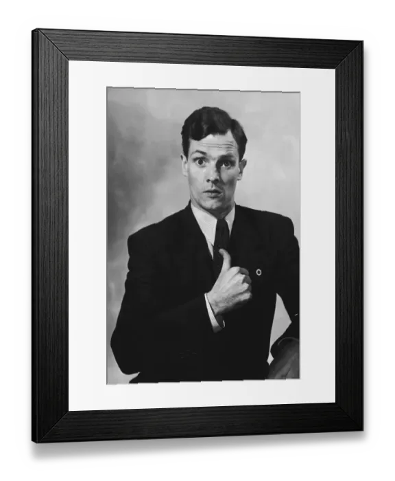 Framed Print : Man pointing at himself, portrait (B&W)