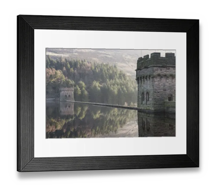 Framed Print : Calm water at Derwent dam in the Peak District national park Framed Print : Calm water at Derwent dam in the Peak District national park