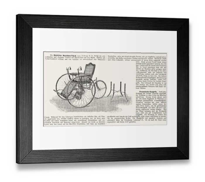 Framed Print : Wheelchair from the late 19th century Framed Print : Wheelchair from the late 19th century