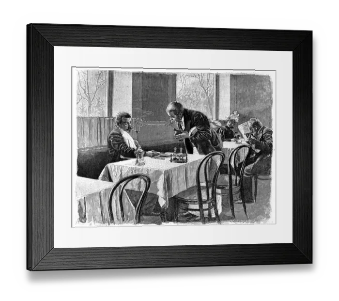 Framed Print : Conversation of the waiter with the guest at the restaurant - 1896 Framed Print : Conversation of the waiter with the guest at the restaurant - 1896