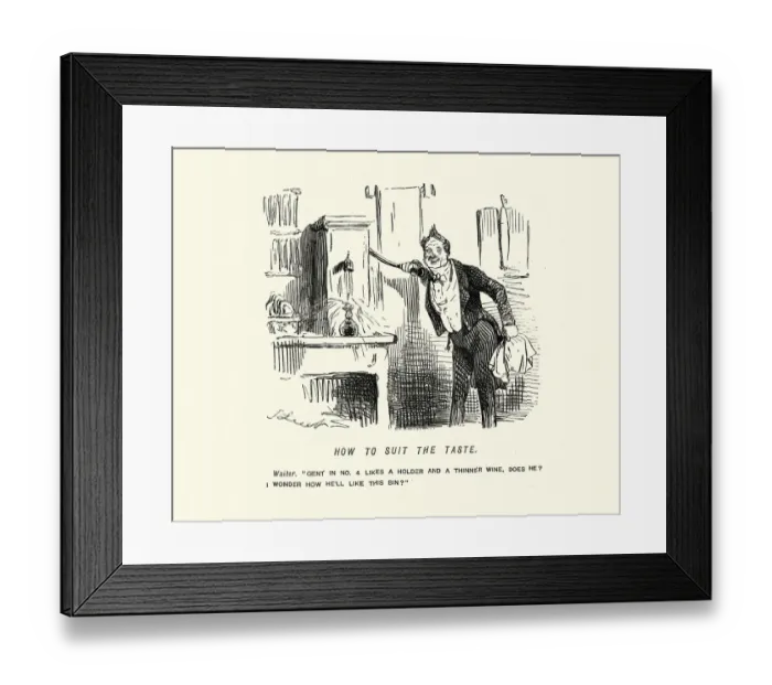 Framed Print : The waiters, sommeliers revenge, on a rude customer, Victorian comedy Framed Print : The waiters, sommeliers revenge, on a rude customer, Victorian comedy