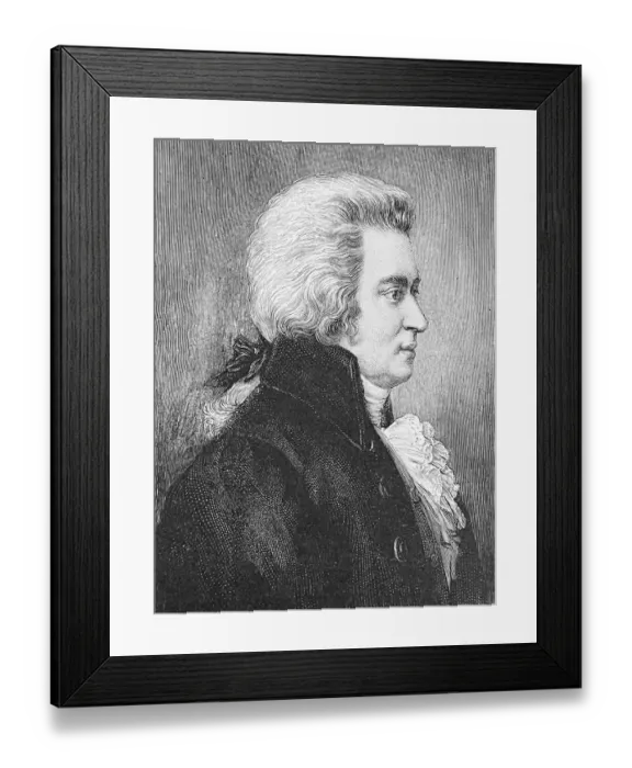 Framed Print : Wolfang Amadeus Mozart, portrait, side view Framed Print : Wolfang Amadeus Mozart, portrait, side view