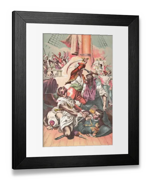 Framed Print : Reuben James Saving the Life of Stephen Decatur, Engraving by Alonzo Chappel - 19th Century Framed Print : Reuben James Saving the Life of Stephen Decatur, Engraving by Alonzo Chappel - 19th Century