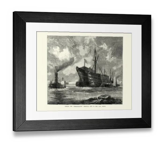 Framed Print : Hospital ship Dreadnought, formaly HMS Caledonia, towed to the breakers yard, 1872, 19th Century Framed Print : Hospital ship Dreadnought, formaly HMS Caledonia, towed to the breakers yard, 1872, 19th Century