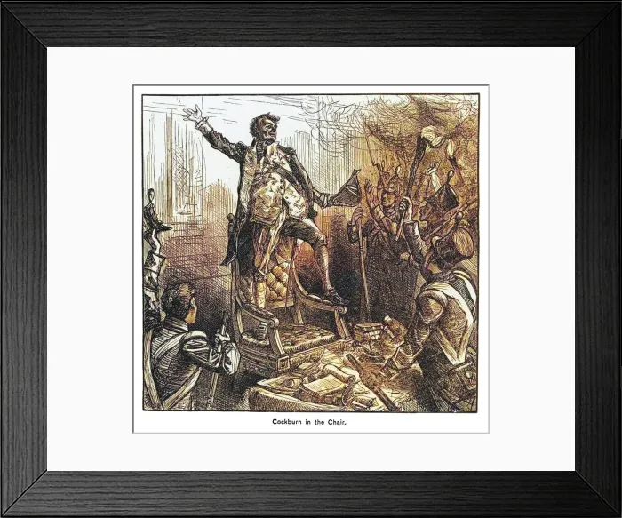 Framed Print : Old engraved Illustration of English Admiral George Cockburn In The Chair Of The Speaker Of The House Of Representatives During The Burning Of Washington DC On 24 August 1814 Framed Print : Old engraved Illustration of English Admiral George Cockburn In The Chair Of The Speaker Of The House Of Representatives During The Burning Of Washington DC On 24 August 1814