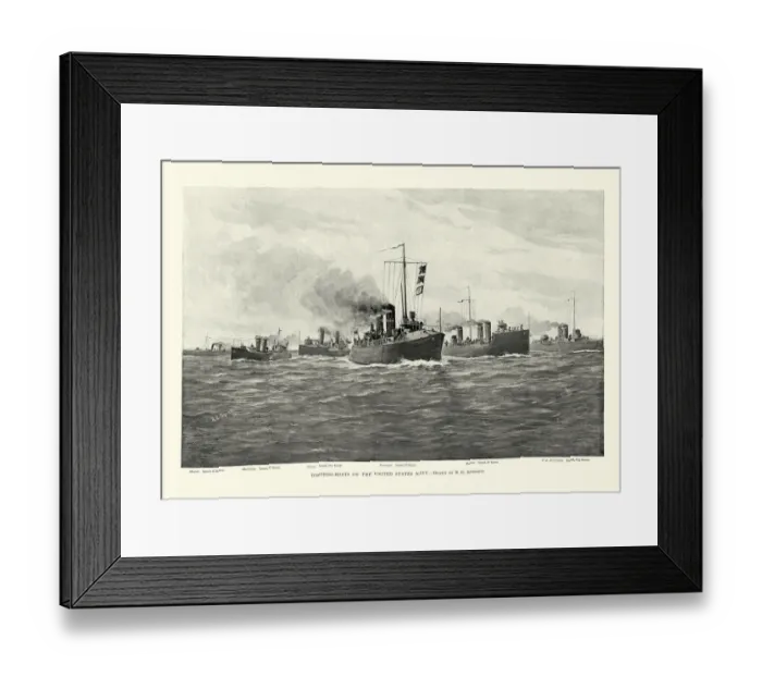 Framed Print : Fleet of United States Navy torpedo boats, 19th Century warships