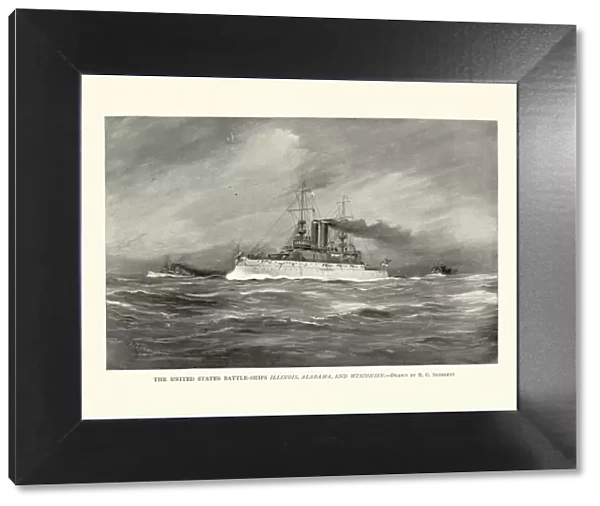 Fleet of United States Navy Battleships, Illinois, Alabama, Wisconsin, American warships 19th Century