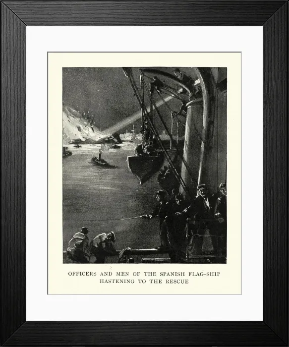 Framed Print : Spanish officers and men going the rescue survivors of the USS Maine, Havana Harbor Framed Print : Spanish officers and men going the rescue survivors of the USS Maine, Havana Harbor