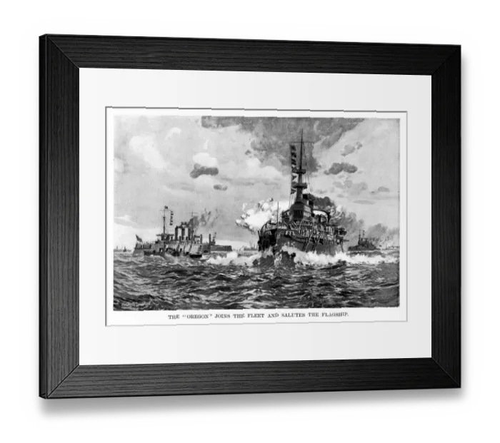 Framed Print : The USS Oregon joins the fleet and salutes the flagship Framed Print : The USS Oregon joins the fleet and salutes the flagship