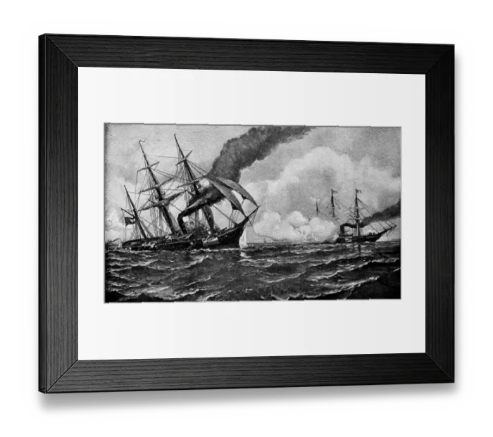 Framed Print : Sinking of the Alabama by Julian O. Davidson - 19th Century Framed Print : Sinking of the Alabama by Julian O. Davidson - 19th Century