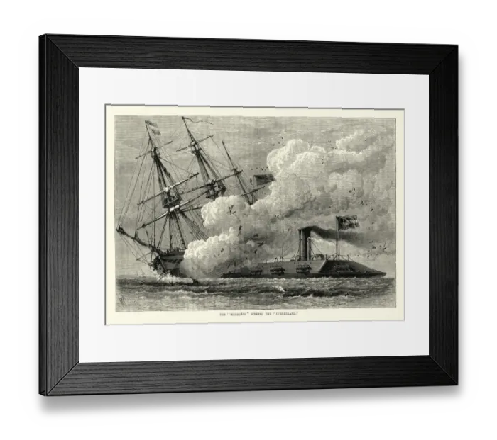 Framed Print : American civil war naval battle, CSS Virginia sinking the Cumberland Framed Print : American civil war naval battle, CSS Virginia sinking the Cumberland