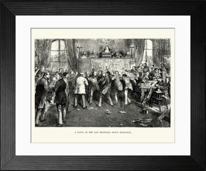 Framed Print : Panic at the San Francisco Stock Exchange, 19th Century Framed Print : Panic at the San Francisco Stock Exchange, 19th Century