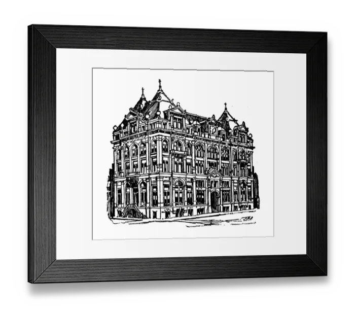 Framed Print : Antique illustration of USA, Tennessee landmarks and companies: Memphis, Cotton Exchange