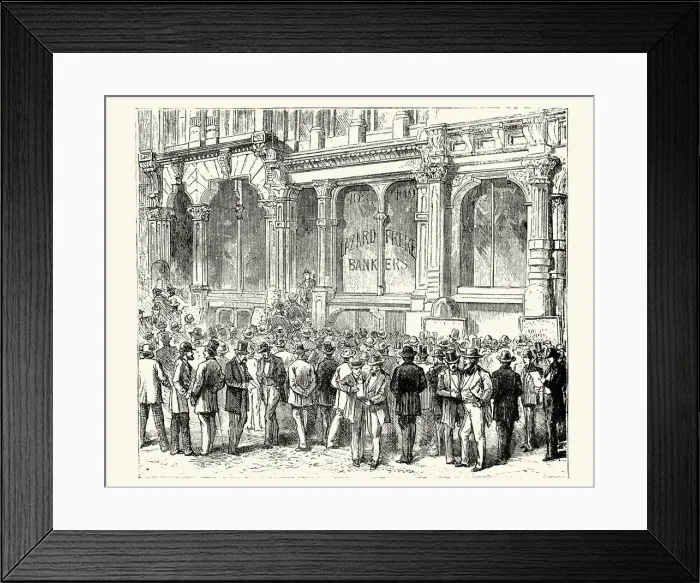 Framed Print : Stock gambling outside a bank in San Francisco, 19th Century Framed Print : Stock gambling outside a bank in San Francisco, 19th Century
