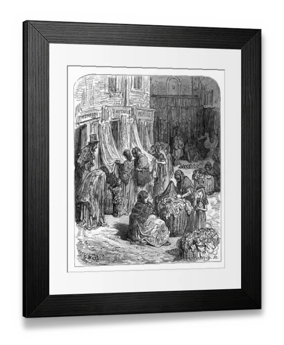 Framed Print : Victorian London - Second hand clothes market Framed Print : Victorian London - Second hand clothes market