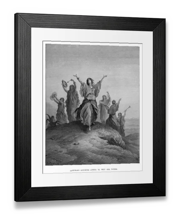 Framed Print : Japhthahs Daughter engraving 1870 Framed Print : Japhthahs Daughter engraving 1870