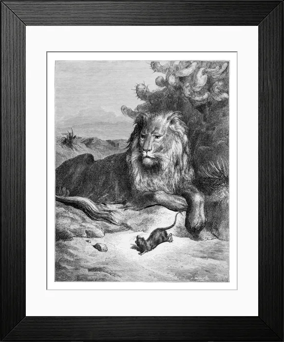 Framed Print : The lion and the mouse Framed Print : The lion and the mouse